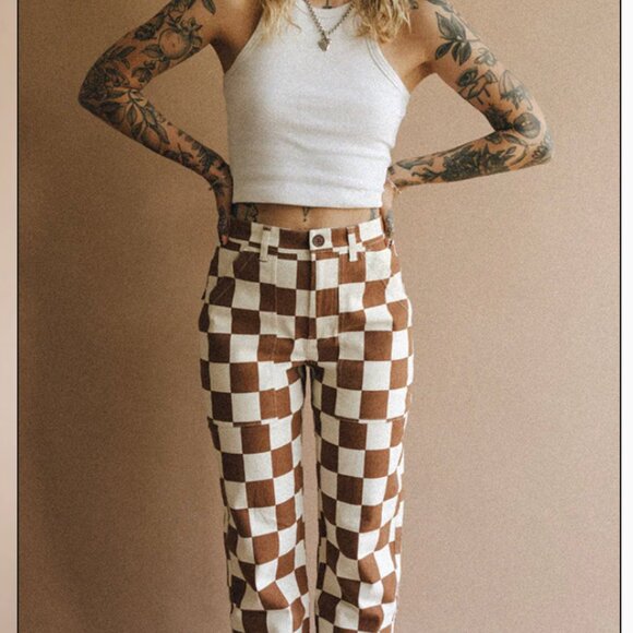 P&Co Service Fatigue Pants - Rust Checkerboard - Size UK8 Regular - Picture 3 of 8